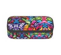 WCXTHGFA Elegante astuccio con stampa graffiti, astuccio grande capacità, ideale per viaggi o uso quotidiano, Nero , Taglia unica, Astuccio per trucchi