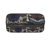 WCXTHGFA Elegante astuccio con stampa Tower Bridge in Londra, grande capacità, ideale per viaggi o uso quotidiano, Nero , Taglia unica, Astuccio per trucchi