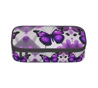 WCXTHGFA Elegante astuccio viola con farfalla e fiore 1 stampa, astuccio grande capacità, ideale per viaggi o uso quotidiano, Nero , Taglia unica, Astuccio per trucchi
