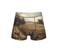 WCXTHGFA Fattoria con la biancheria intima comoda degli uomini della stampa dei cervi, slip del pugile per gli uomini, biancheria intima degli uomini, Nero , S