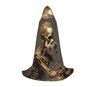 WCXTHGFA Interessante costume di Halloween con stampa di scheletro, mantello medievale con comodo cappuccio, per cosplay, feste e molto altro ancora