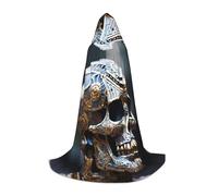 WCXTHGFA Interessante costume di Halloween con stampa di scheletro, mantello medievale con comodo cappuccio, per cosplay, feste e molto altro ancora
