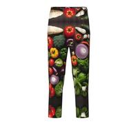 WCXTHGFA Introduzione Di Vari Verdure Stampa Pantaloni Pigiama Per Adolescenti,Pantaloni Pigiama Per Il Tempo Libero,Comodo Abbigliamento Da Salotto Per Tutte Le Stagioni, Nero , XS(5-6)