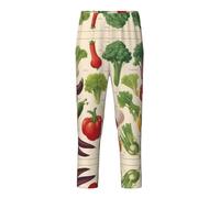 WCXTHGFA Introduzione Di Vari Verdure Stampa Pantaloni Pigiama Per Adolescenti,Pantaloni Pigiama Per Il Tempo Libero,Comodo Abbigliamento Da Salotto Per Tutte Le Stagioni, Nero , L(14-16)