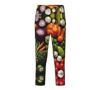 WCXTHGFA Introduzione Di Vari Verdure Stampa Pantaloni Pigiama Per Adolescenti,Pantaloni Pigiama Per Il Tempo Libero,Comodo Abbigliamento Da Salotto Per Tutte Le Stagioni, Nero , 10-12