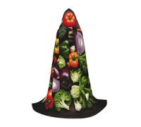 WCXTHGFA Introduzione di varie verdure stampa costume di Halloween, mantello medievale con cappuccio comodo, per cosplay, feste e altro ancora