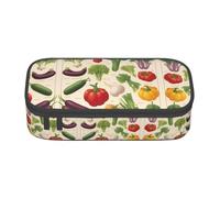 WCXTHGFA Introduzione di varie verdure stampa elegante astuccio portamatite, grande capacità, ideale per viaggi o uso quotidiano, Nero , Taglia unica, Astuccio per trucchi