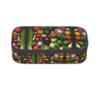 WCXTHGFA Introduzione di varie verdure stampa elegante astuccio portamatite, grande capacità, ideale per viaggi o uso quotidiano, Nero , Taglia unica, Astuccio per trucchi