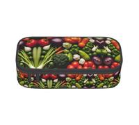 WCXTHGFA Introduzione di varie verdure stampa elegante astuccio portamatite, grande capacità, ideale per viaggi o uso quotidiano, Nero , Taglia unica, Astuccio per trucchi