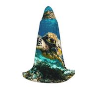 WCXTHGFA Lord Howe Island - Costume da Halloween con stampa tartaruga marina, mantello medievale con comodo cappuccio, per cosplay, feste e molto altro ancora