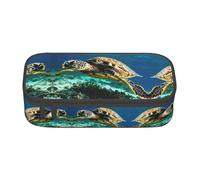 WCXTHGFA Lord Howe Island Sea Turtle Print elegante astuccio portamatite, grande capacità, ideale per viaggi o uso quotidiano, Nero , Taglia unica, Astuccio per trucchi