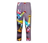 WCXTHGFA Origami Multicolor Papercraft Cranes 1 Stampa Pigiama Pantaloni Per Adolescenti,Pantaloni Pigiama Tempo Libero,Confortevole Abbigliamento Da Salotto Tutte Le Stagioni, Nero , XS(5-6)