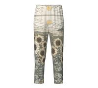 WCXTHGFA Pantaloni pigiama con stampa camomilla girasoli per adolescenti,Pantaloni pigiama per il tempo libero,Comodo abbigliamento da salotto per tutte le stagioni, Nero , L(14-16)