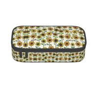 WCXTHGFA Romantico girasoli stampa elegante astuccio portamatite, grande capacità, ideale per viaggi o uso quotidiano, Nero , Taglia unica, Astuccio per trucchi