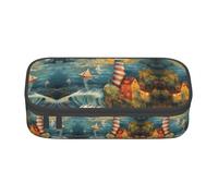 WCXTHGFA The Seaside Lighthouse - Astuccio multifunzione con stampa di un faro estetico, per uso in ufficio, Nero , Taglia unica, Custodia per chiave