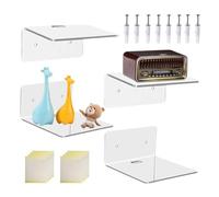 Wcybym Ripiani Trasparenti Da Parete - Organizzatore Decorativo Da 4 Pezzi | Ripiani Versatili E Robusti Da 10 Cm,per Deposito Camera da Letto Cucina Libreria Soggiorno Album Bagno Posto di Lavoro