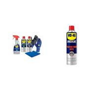 WD-40 - Specialist - Kit Pulizia Moto - 1 Detergente Universale Spray 500ml + 1 Cera Lucidante Spray 400ml + 1 Lucidante al Silicone 400ml + Guanti + Panno in Microfibra & Pulitore Freni Moto 500 Ml