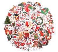 WD&CD 100 Adesivi Natalizi, Etichette Autoadesive In Vinile Impermeabile Per Natale, Set Di Decalcomanie Per Bottiglie D'Acqua, Computer Portatili, Scrapbooking, Adesivi Natalizi Festivi Per Bambini
