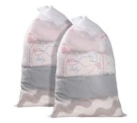 WD&CD 2 confezioni di sacchetti per il bucato, sacchetti per il bucato in rete con coulisse e chiusura per rete protettiva per il bucato 60 X 90 Cm, Bianca