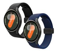 WD&CD 2 Pezzi Cinturino Compatibile per Samsung Galaxy Watch 7 40mm 44mm, Braccialetto di Ricambio Silicone Sportivo Cinturino Nero + blu notte