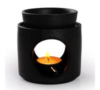 WD&CD Bruciatore di Oli Essenziali, Brucia Essenze Ceramica Bruciatori per oli Essenziali Aroma Lamp Porcellana Portacandele Decorazione per Casa Camera da Letto/Decorazione, Nero