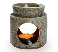 WD&CD Bruciatore di Oli Essenziali, Brucia Essenze Ceramica Bruciatori per oli Essenziali Aroma Lamp Porcellana Portacandele Decorazione per Casa Camera da Letto/Decorazione, Verde scuro