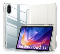 WD&CD Custodia Compatibile per Xiaomi Redmi Pad 2 11", Ultra Sottile Guscio Rigido in Acrilico Smart Pelle Cover con la Funzione Compatibile per Xiaomi Redmi Pad 2 11", Bianco crema