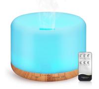 WD&CD Diffusore di Aromi, 1000ml Umidificatore Ultrasuoni con Telecomando/7 LED Colori/Spegnimento Automatico, Diffusore di Oli Essenziali per Spa, Venatura Del Legno Chiaro