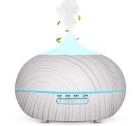 WD&CD Diffusore di Aromi 300ML Diffusore di Oli Essenziali Senz'acqua Spegnimento Automatico / 7 Luci Colorate / 3 Impostazione Timer/Silenzioso - Venatura del Legno Bianco