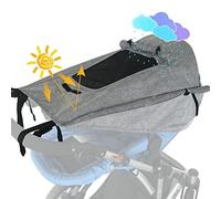WD&CD Parasole per Passeggino, Telo Parasole per Carrozzina e Passeggino, Universale Regolabile UV 50+ Protezione Solare Parasole Passeggino con Custodia - Grigio