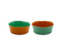 WD LIFESTYLE BALAT SET 2 COPPETTE IN VETRO 13 CM VERDE E ARANCIO