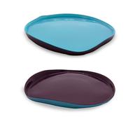 WD LIFESTYLE BALAT SET 2 PIATTI IN VETRO 21 CM TURCHESE E BORGOGNA