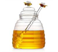 WD Lifestyle - Barattolo per il Miele 500ml in Vetro Borosilicato con Decori