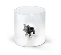 WD Lifestyle - Bicchiere in Vetro Borosilicato 250ml con Decorazione in Vetro Colorato Interna (Bulldog)