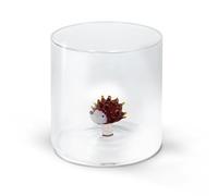 WD Lifestyle - Bicchiere in Vetro Borosilicato 250ml con Decorazione in Vetro Colorato Interna (Riccio)