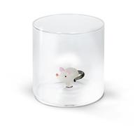 WD Lifestyle - Bicchiere in Vetro Borosilicato 250ml con Decorazione in Vetro Colorato Interna (Topo)
