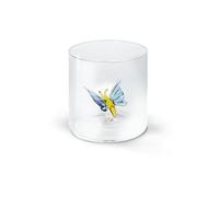 WD Lifestyle Bicchiere in vetro borosilicato. Capacità 250 ml. Decoro farfalla.