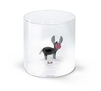 WD Lifestyle - Bicchiere in Vetro Borosilicato 250ml con Decorazione in Vetro Colorato Interna (Asino)