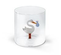 WD LifeStyle Bicchiere Vetro Borosilicato Cc 250 ml Decoro Cicogna Fagotto Blu