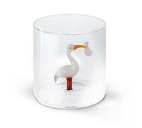 WD LifeStyle Bicchiere Vetro Borosilicato Cc 250 ml Decoro Cicogna Fagotto Rosa