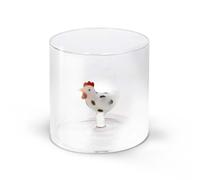 WD LifeStyle Bicchiere Vetro Borosilicato Cc 250 ml Decoro Gallina Bianca