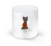 WD LifeStyle Bicchiere Vetro Borosilicato Cc 250 ml Decoro Gatto Siamese
