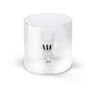 WD Lifestyle - Bicchiere in Vetro Borosilicato 250ml con Soggetto in Vetro Colorato Interno (Mano)