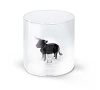 WD Lifestyle - Bicchiere in Vetro Borosilicato 250ml con Decorazione in Vetro Colorato Interna (Toro)