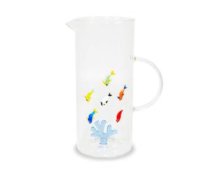 WD LifeStyle Caraffa in Vetro 1,3 Lt Decoro Corallo e Pesci