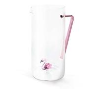 Wd Lifestyle - Caraffa in Vetro Borosilicato 1,2l con Manico Colorato e Decoro in vetro Interno (Fenicottero)
