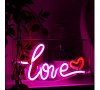 WD LifeStyle Insegna Neon con Cornice in Plexiglass 23 x 13 Cm Decoro Love