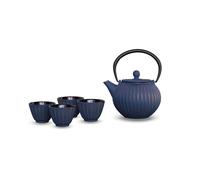WD LIFESTYLE OSAKA SET TEIERA GHISA BLU CON 4 BICCHIERI 500 ML