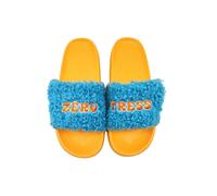 WD LifeStyle Pantofole con Strap Decorazione "Zero Stress" Giallo Blu Taglia S/M