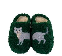 WD LifeStyle Pantofole Decoro Gatto Taglia M/L Verde Grigio